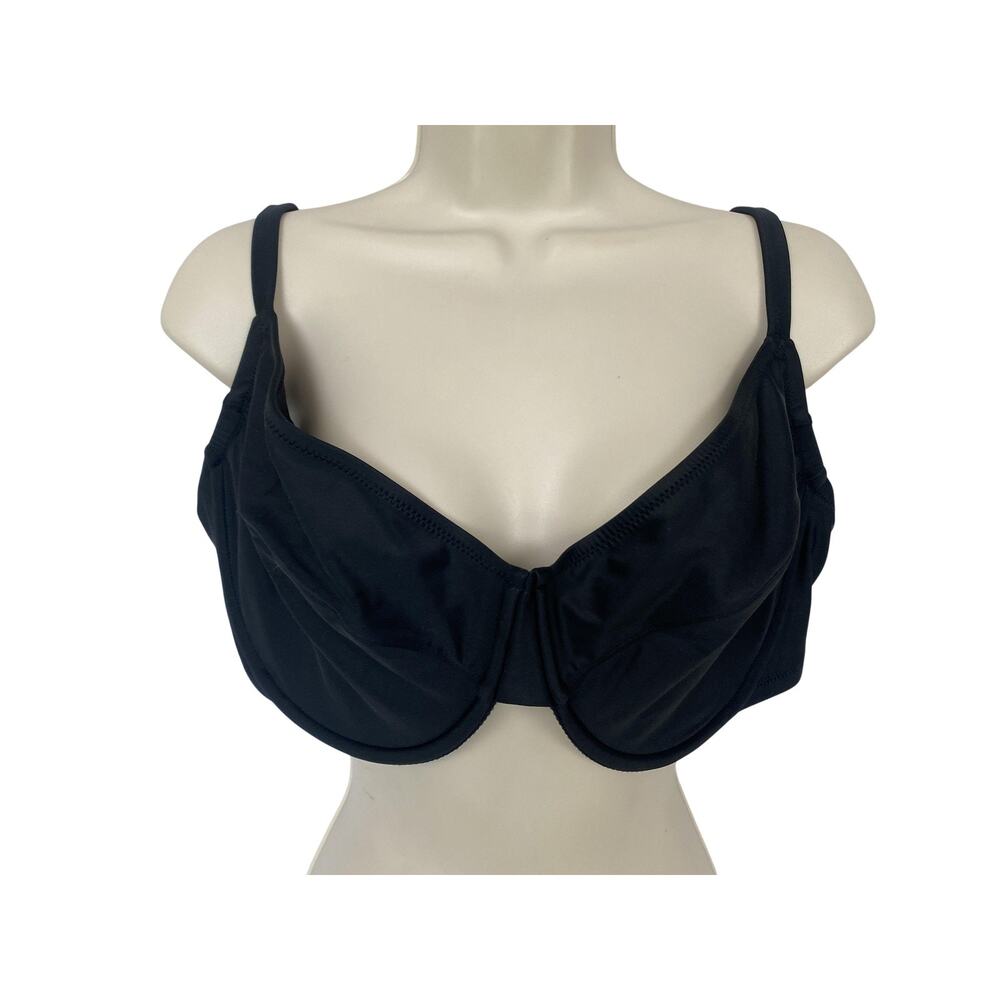 J Crew 1993 Heritage Underwire Bikini Swim Top Womens 42DD Plus Black BC142‎ NEW